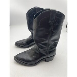 Abilene Black Polished Cowhide Western Cowboy Boots Point Toe Mens Size 10.5 EE